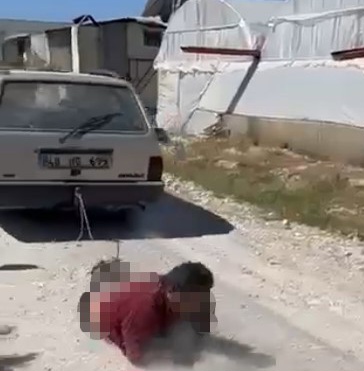                          ŞOK OLAY
 Adamı otomobile bağlayıp sürükledi   serbest bırakıldı   