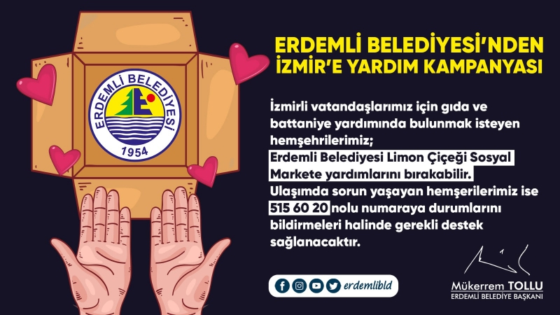 Erdemli Belediyesi’nden İzmir’e Yardım Kampanyası