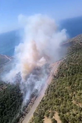 Aydıncık da orman yangını: Ekipler havadan ve karadan müdahale ediyor